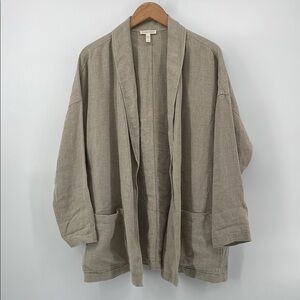 Eileen Fisher 100% Organic Linen Open Jacket in Cream L A16
